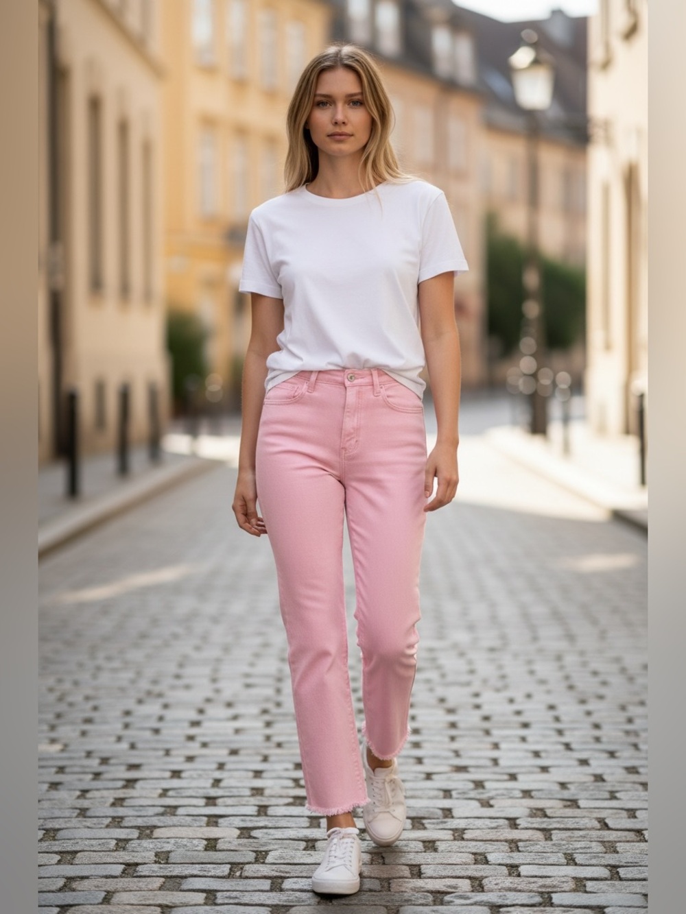 3x1 NYC Stevie Straight Leg Jeans Bubble Gum size 25